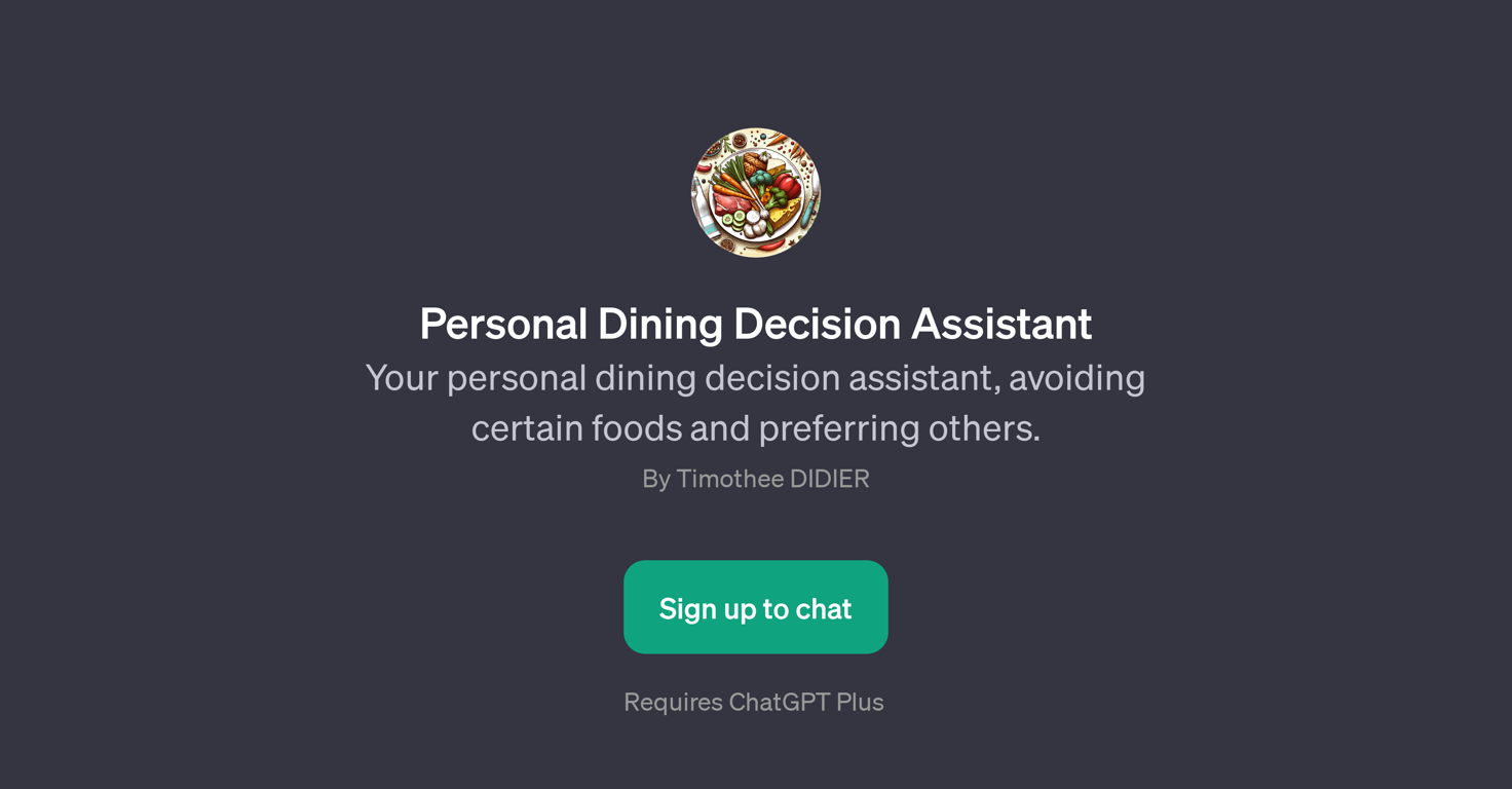 Personal Dining Decision Assistant website