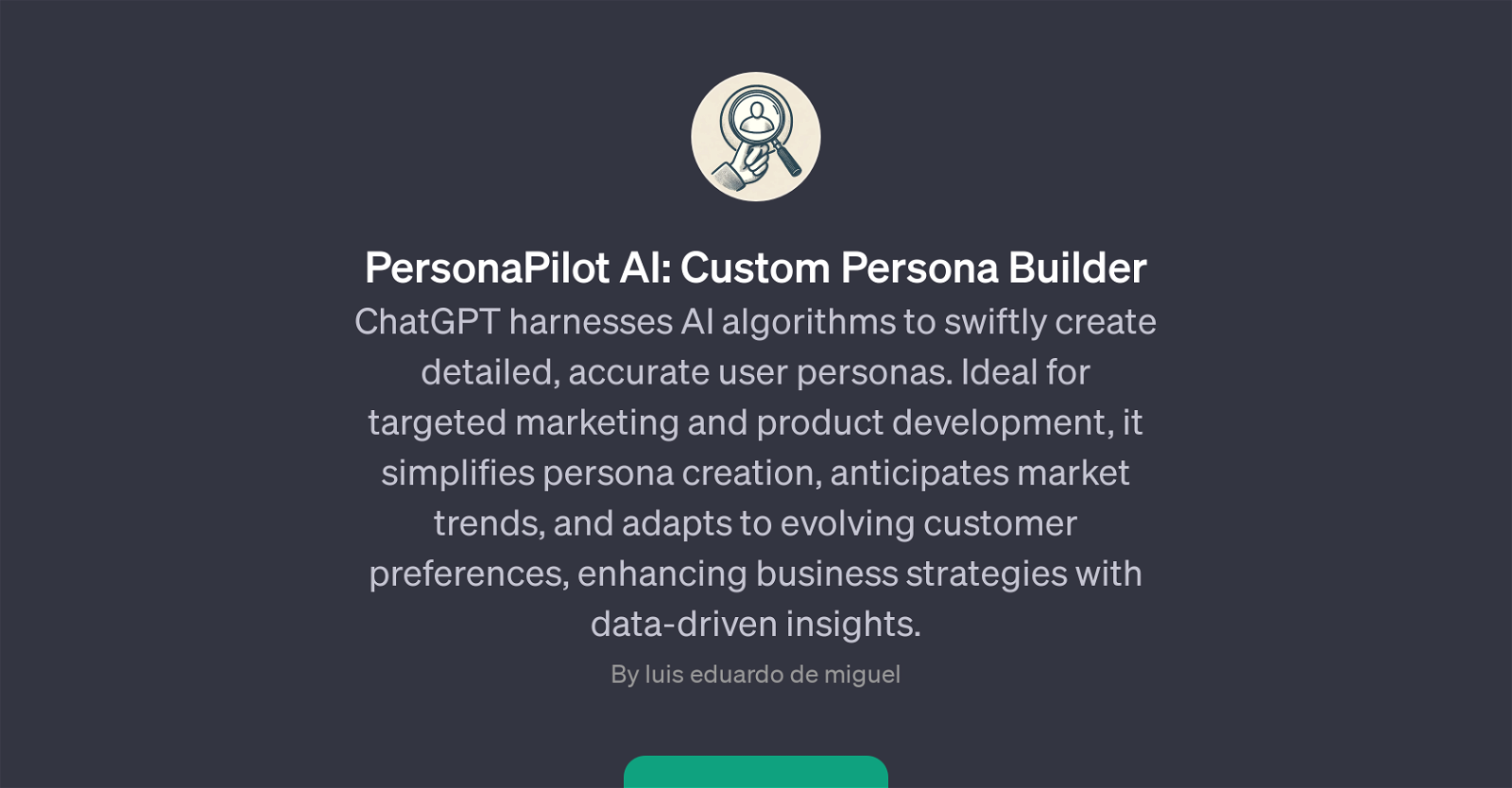 PersonaPilot AI: Custom Persona Builder website