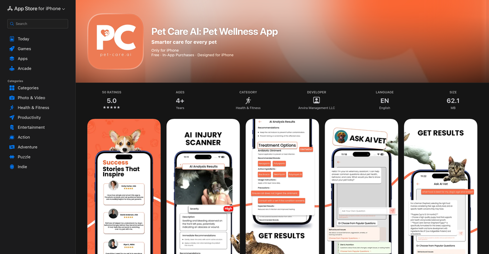 Pet Care AI website