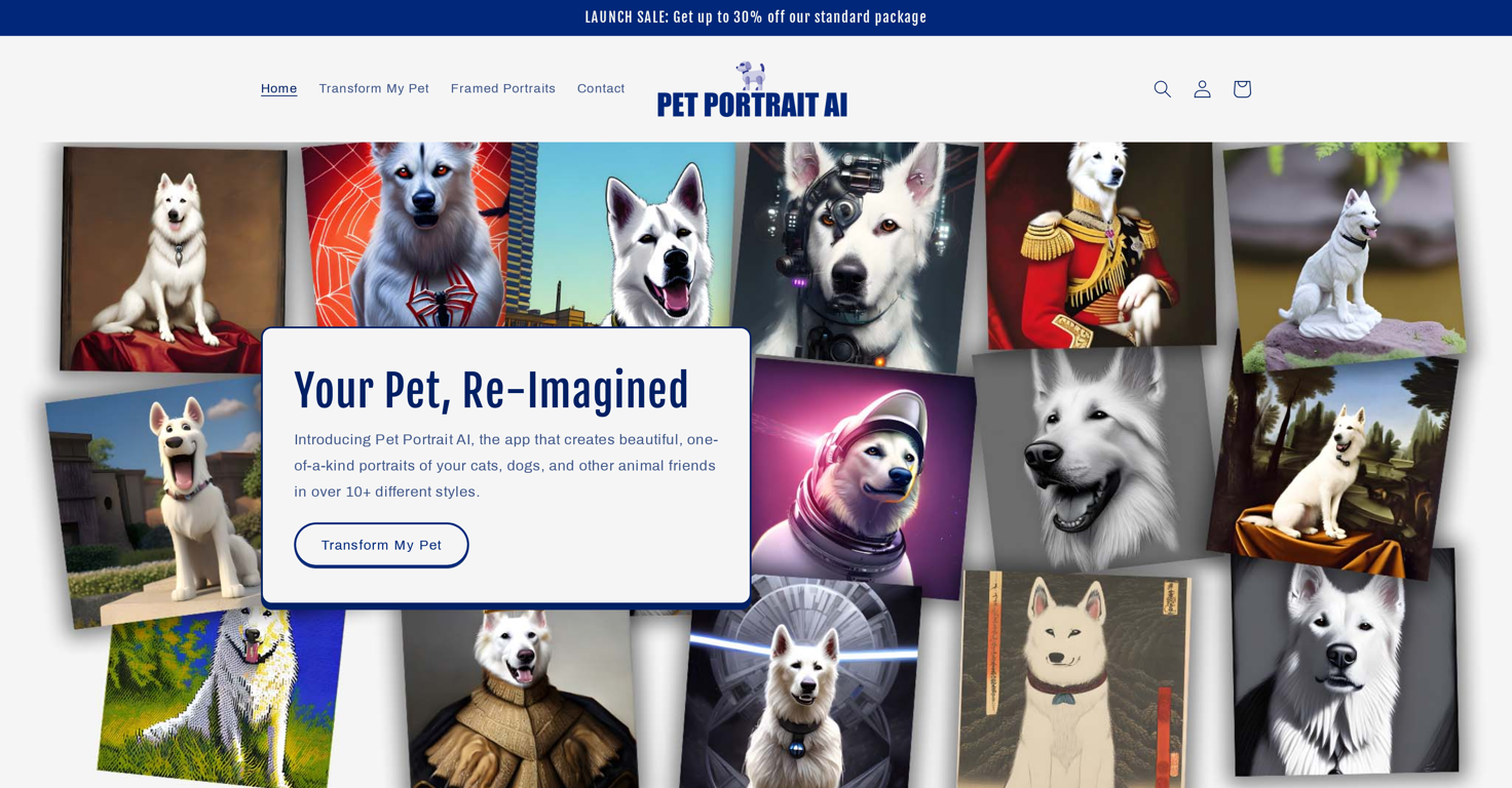 Pet Portrait AI website