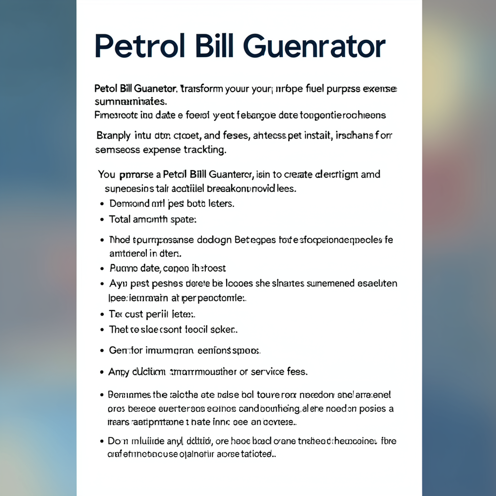 Petrol Bill Generator website