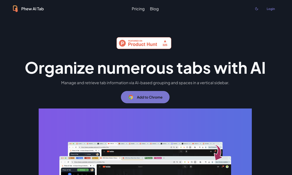 Phew AI Tab website