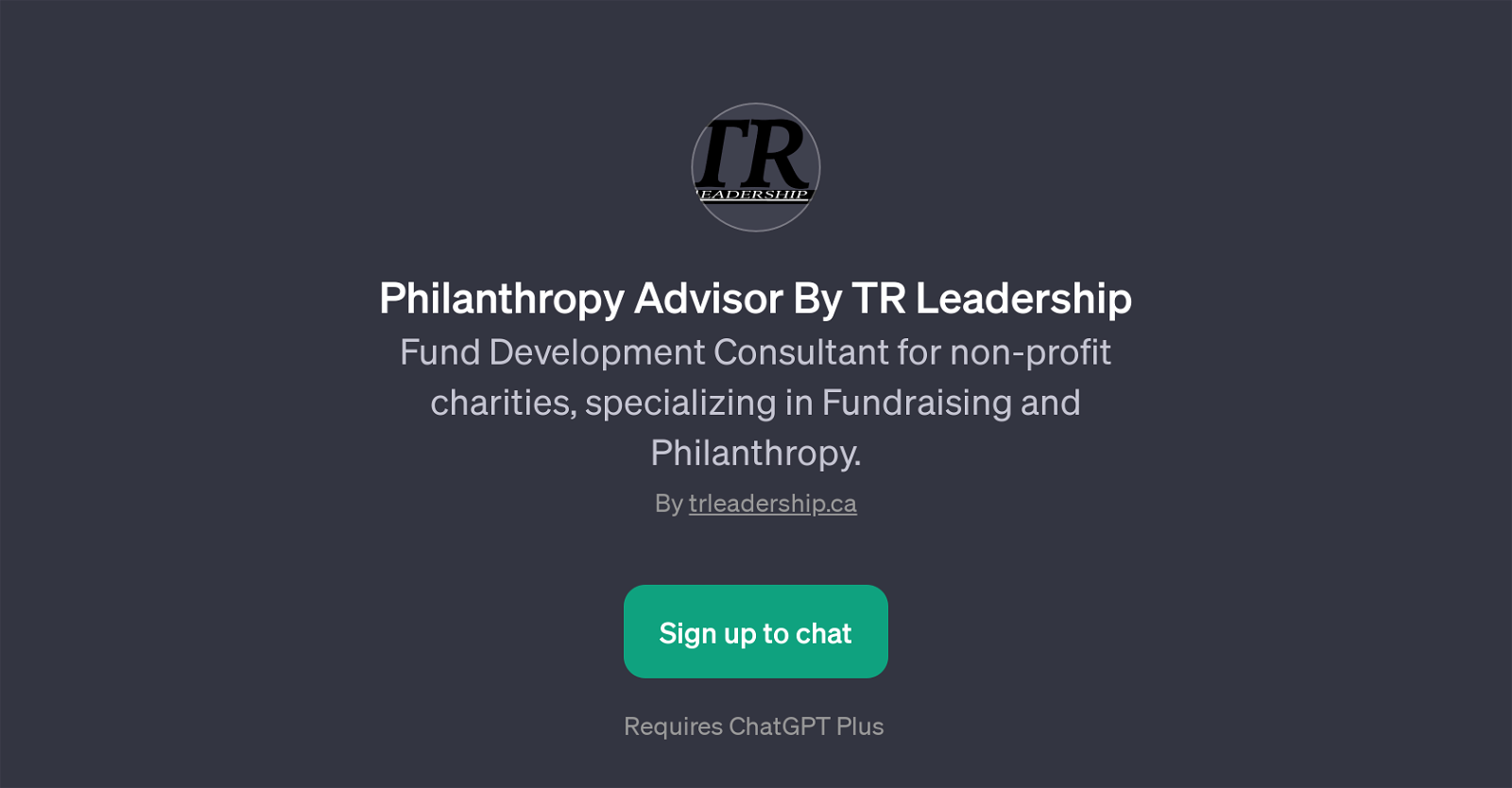 Philanthropy Advisor By TR Leadership website