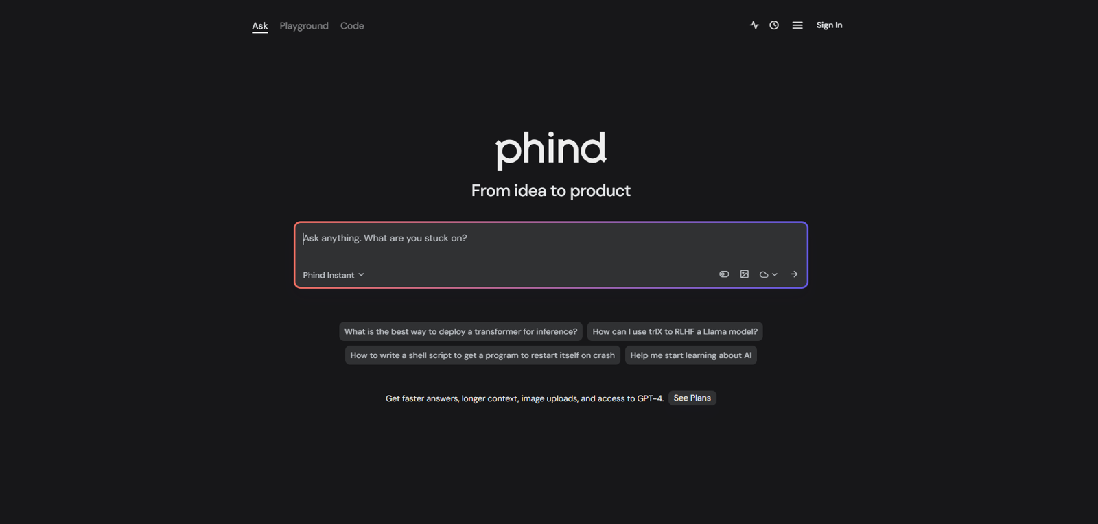 Phind website