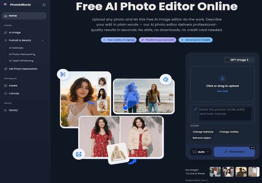 PhotoEditorAI website