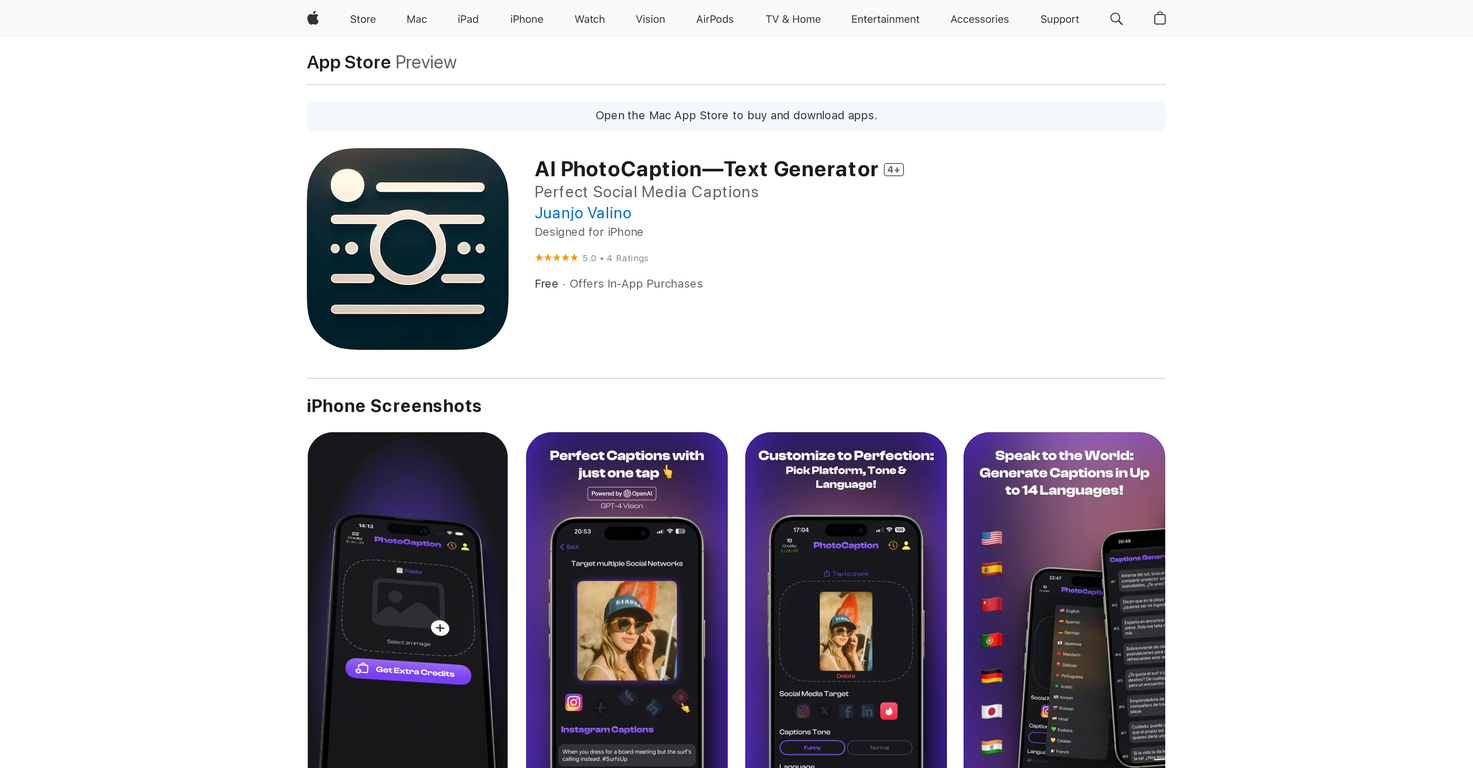 PhotoCaption AI website