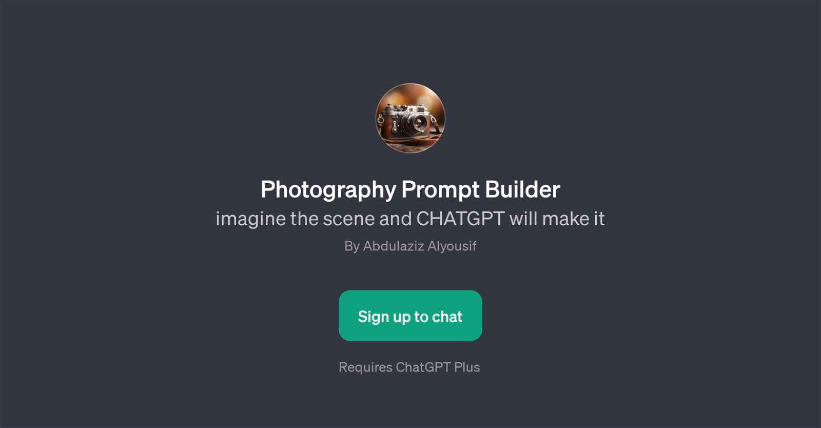 Photography Prompt Builder website