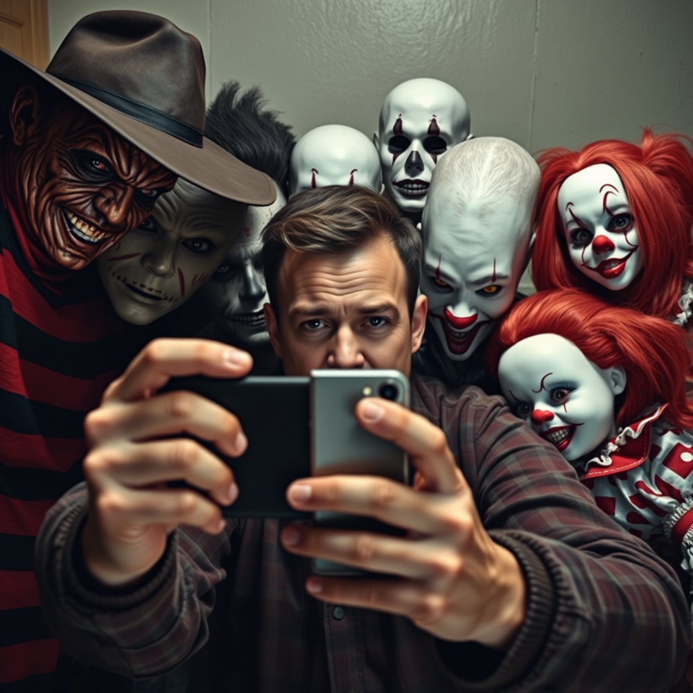 Use your self in horror movie characters Photorealistic Group Selfie website