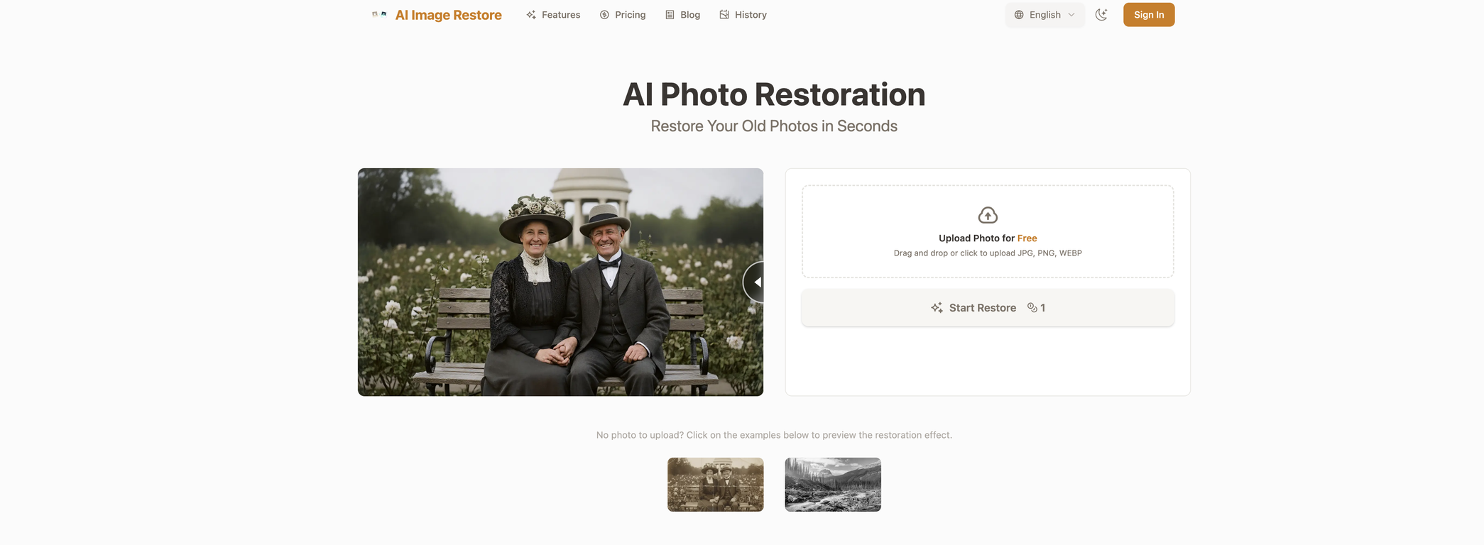 PhotoRestore.ai website