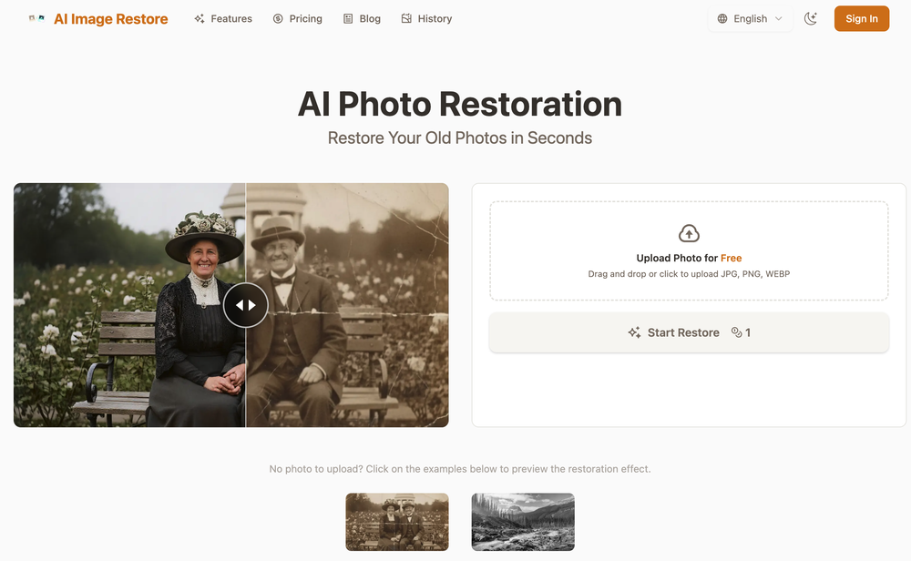 PhotoRestore.ai website
