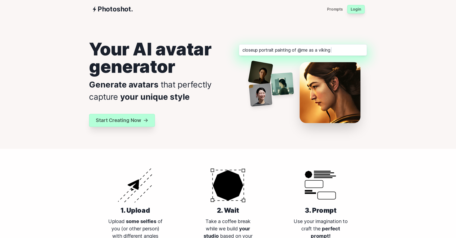 Photoshot AI Avatar Generator website