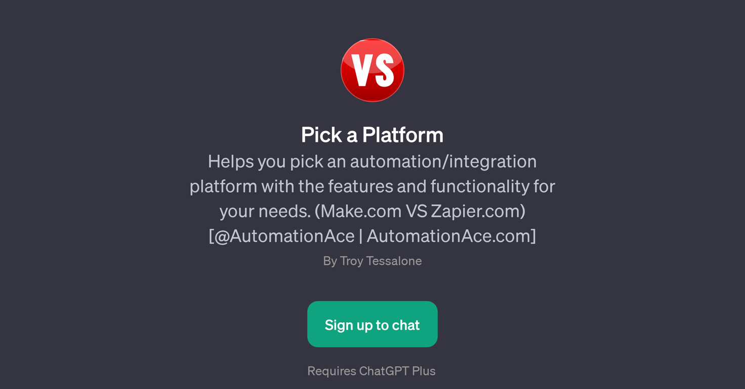 Pick a Platform website