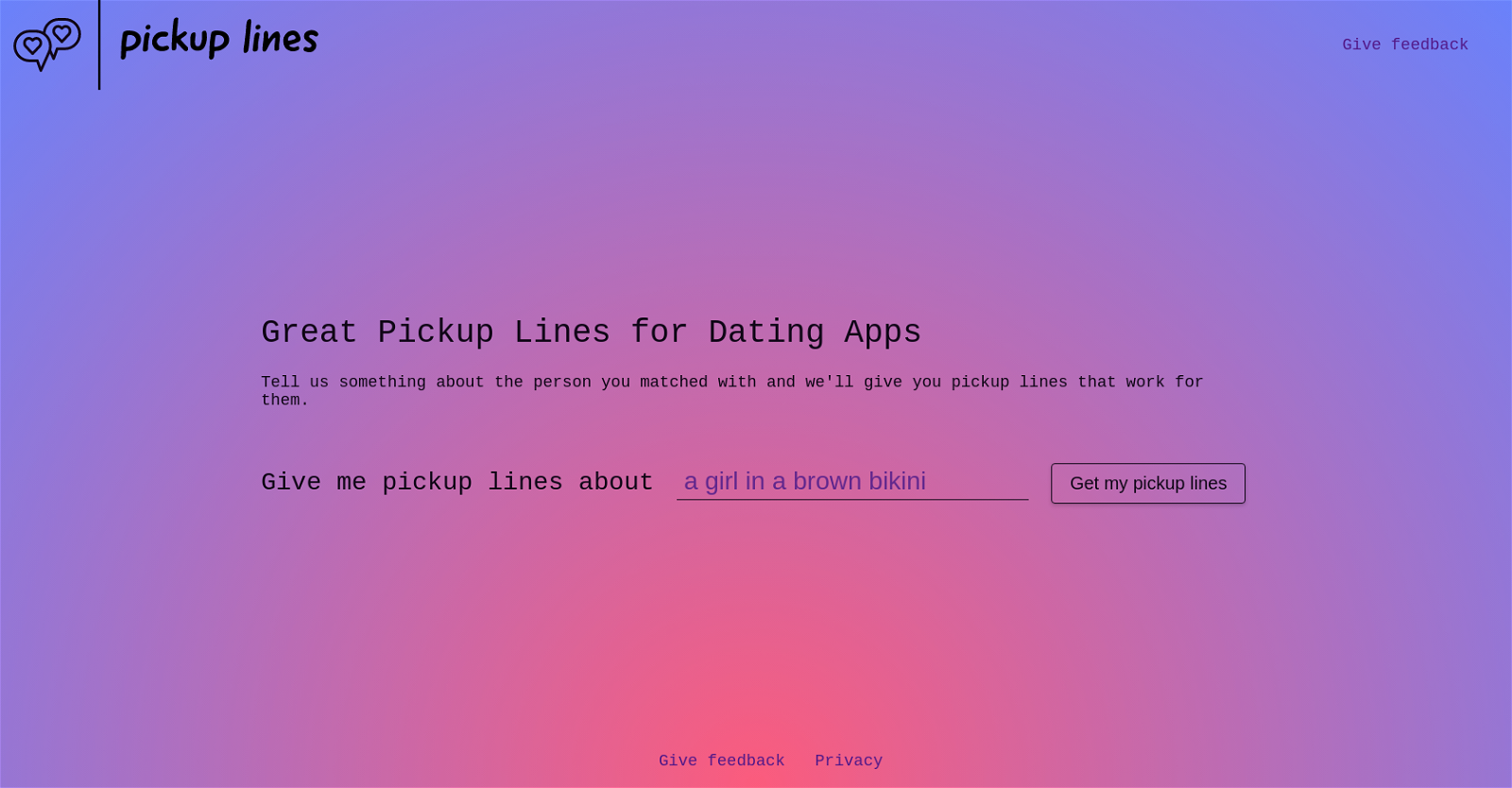 dating site pick up lines