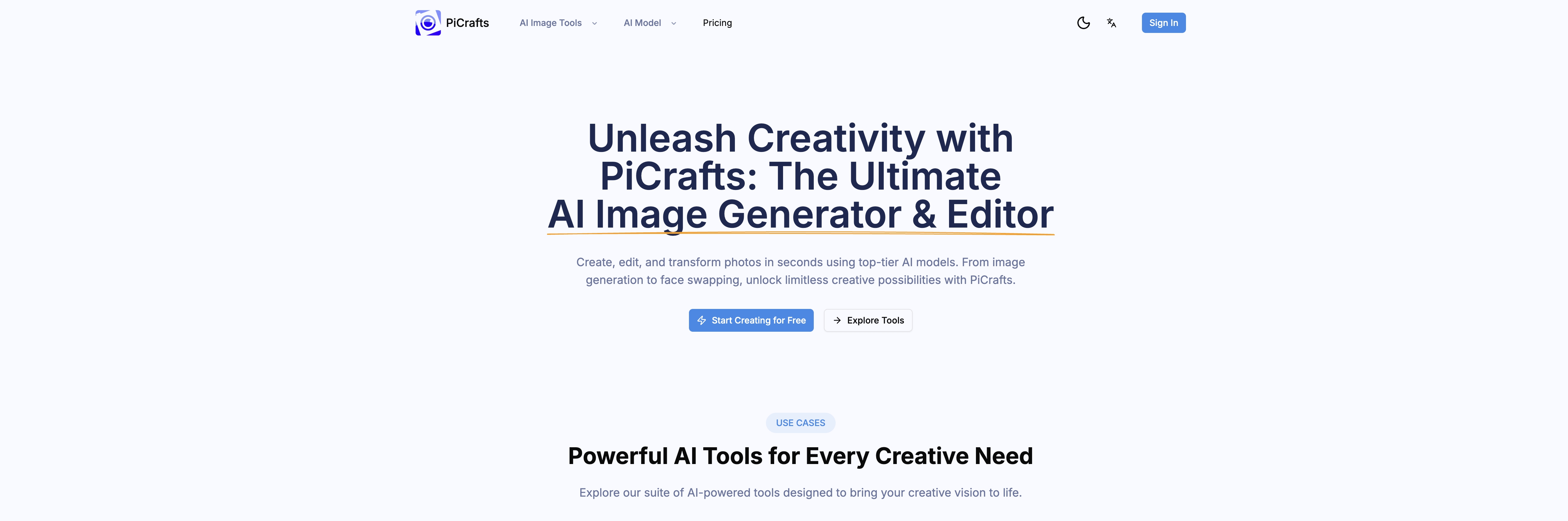 PiCrafts AI Image Editor preview