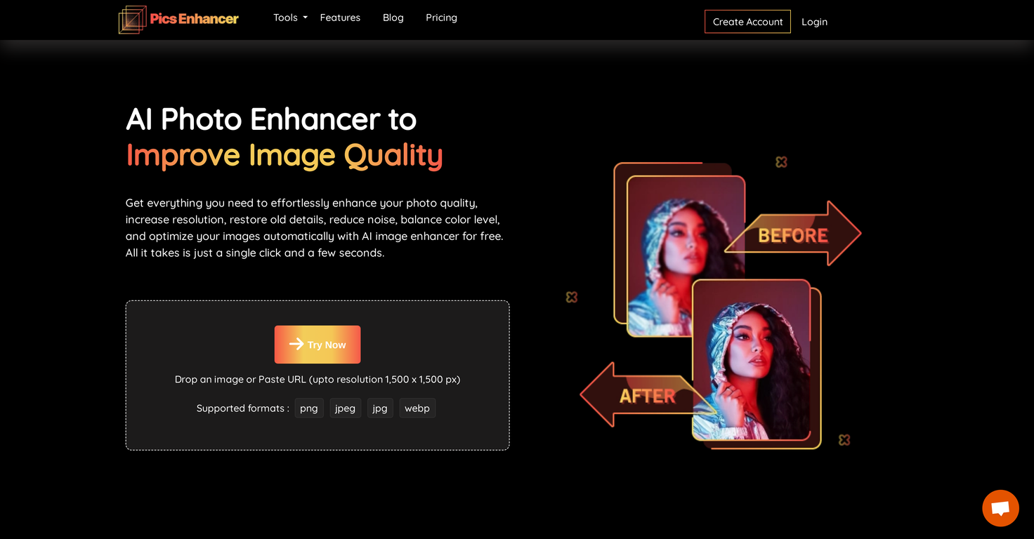 Pics Enhancer website