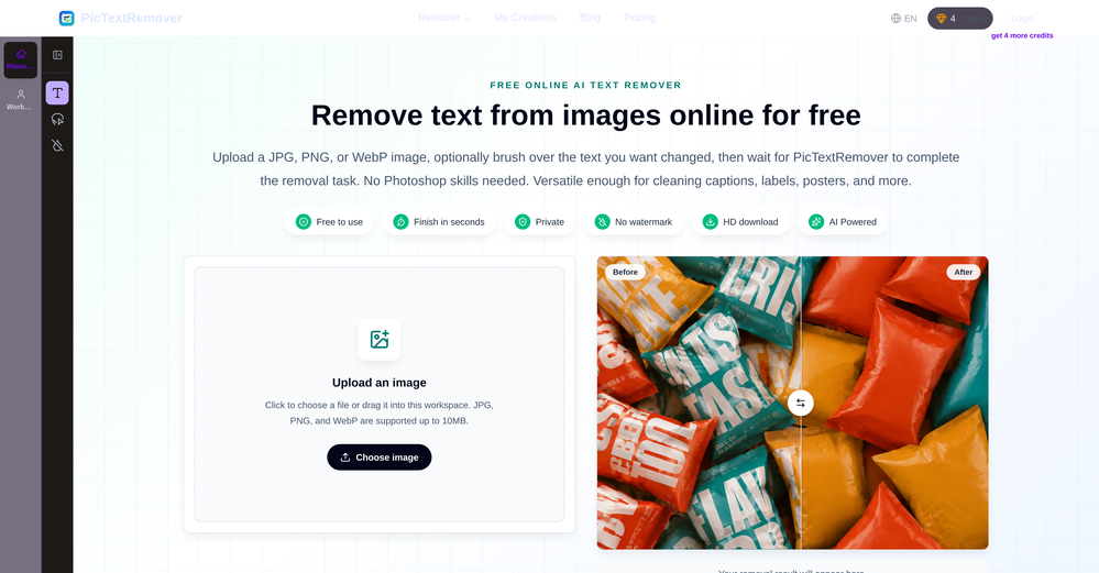 PicTextRemover website