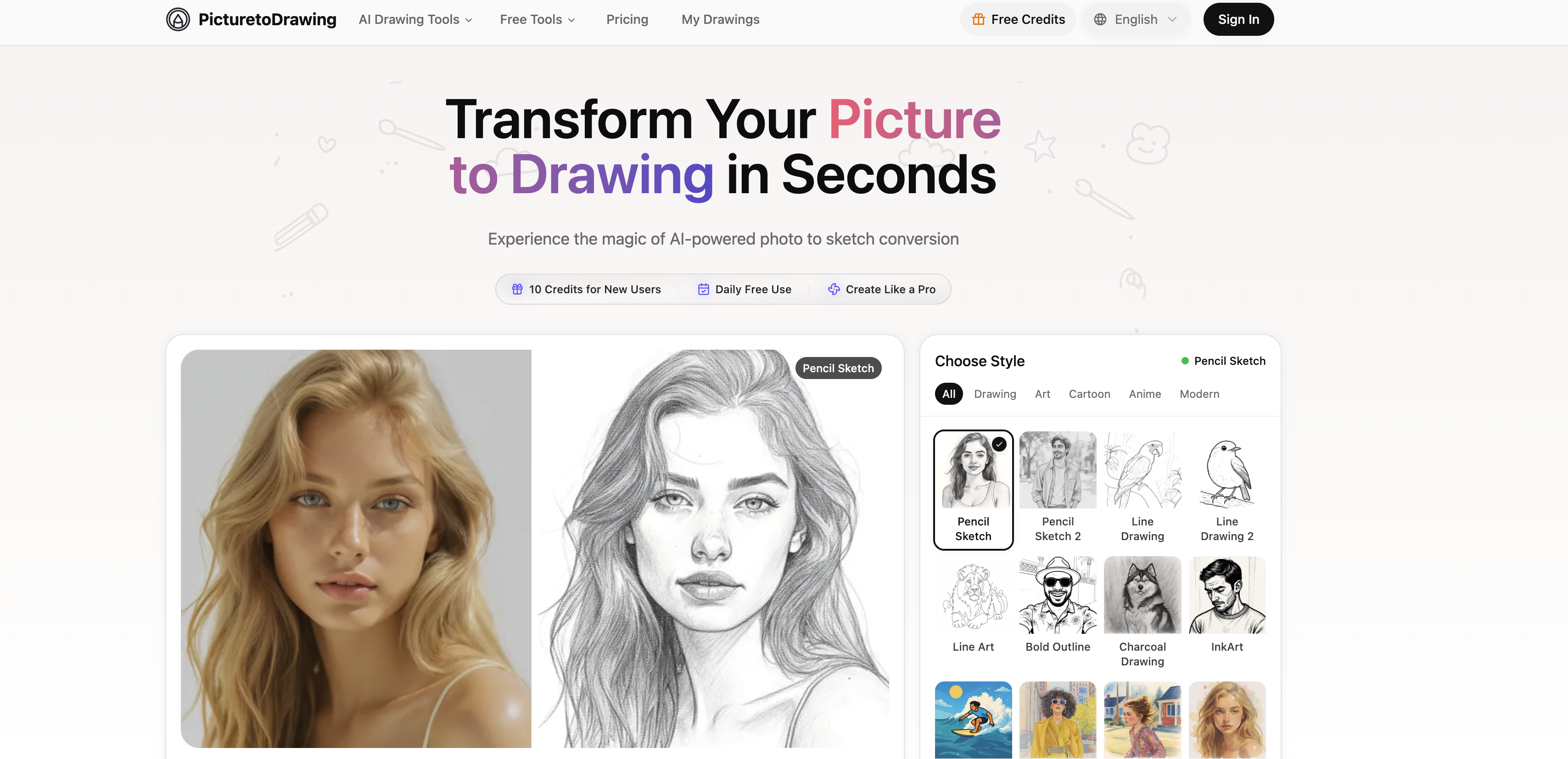 Picture to Drawing AI preview