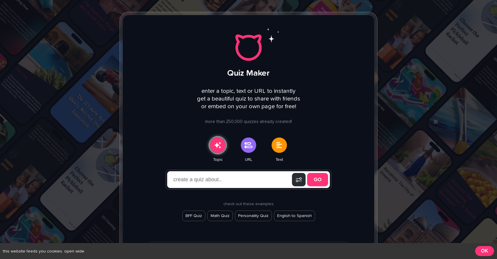 Piggy Quiz maker website