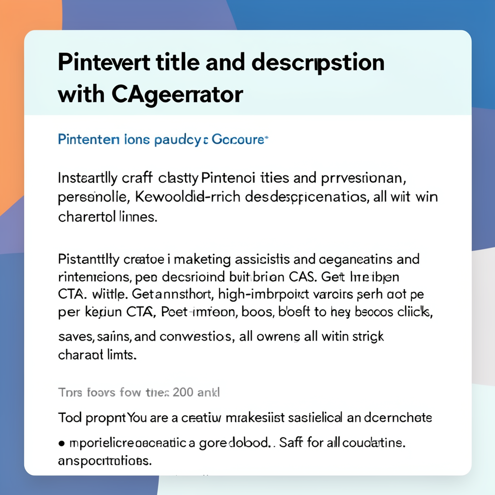 Pinterest title and description with CTAgenerator website