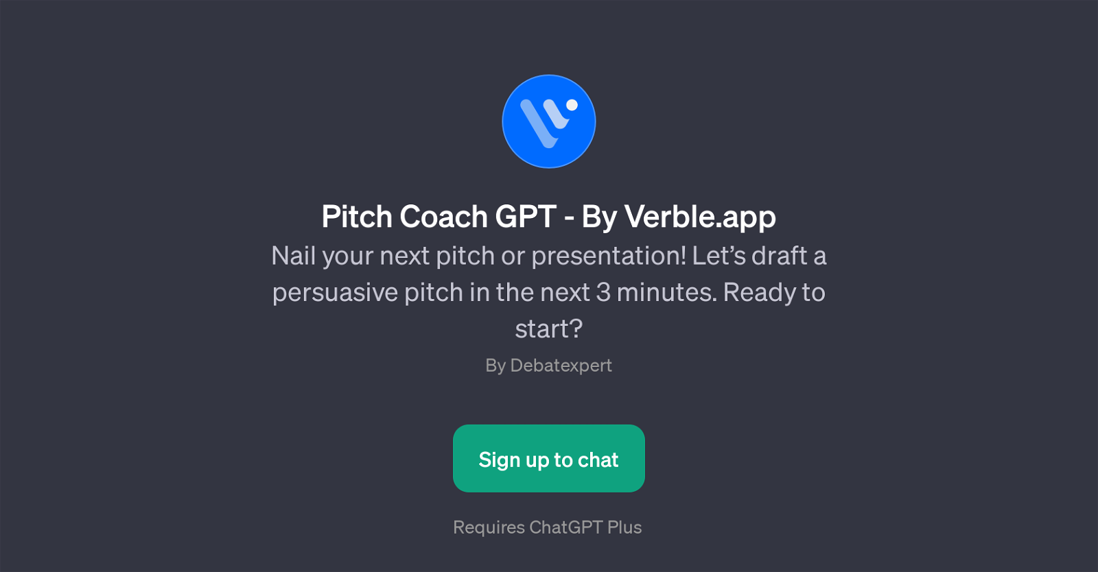 Pitch Coach GPT - By Verble.app website