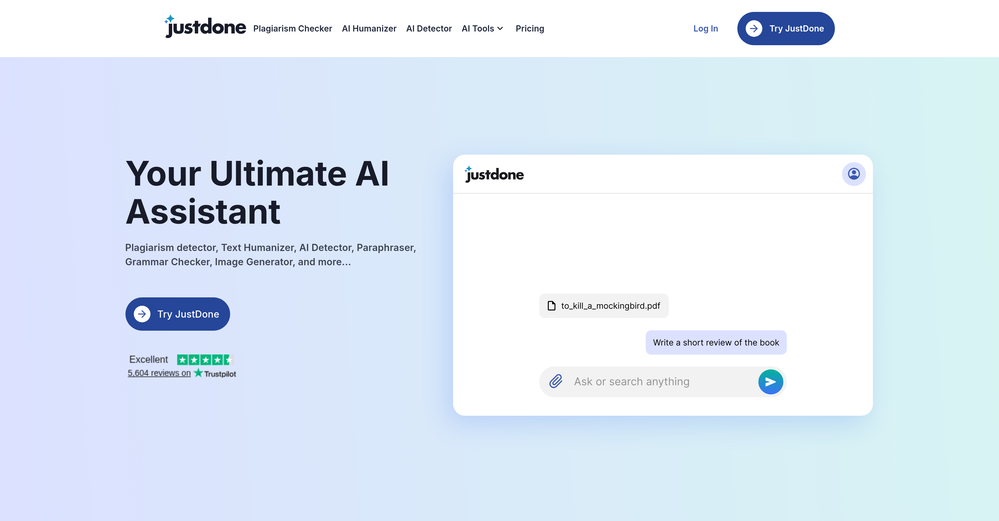 Plagiarism Checker by JustDone website