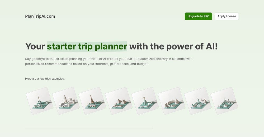 PlanTripAI website