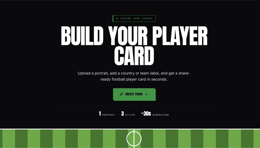 Player Card Creator website