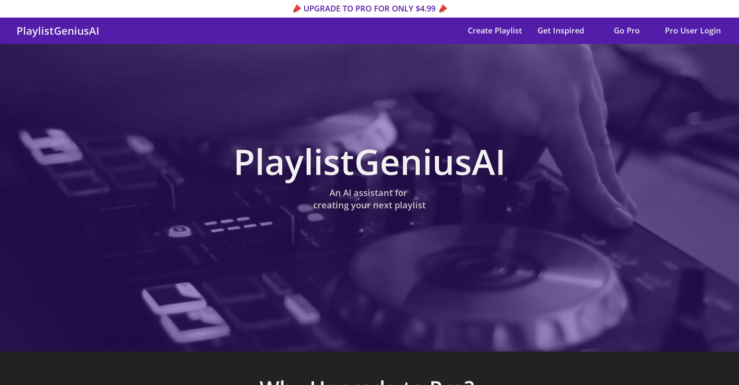 Playlist Genius website