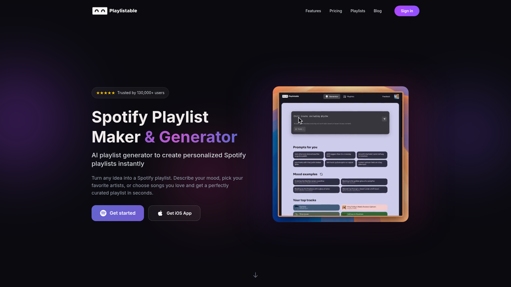Playlistable website