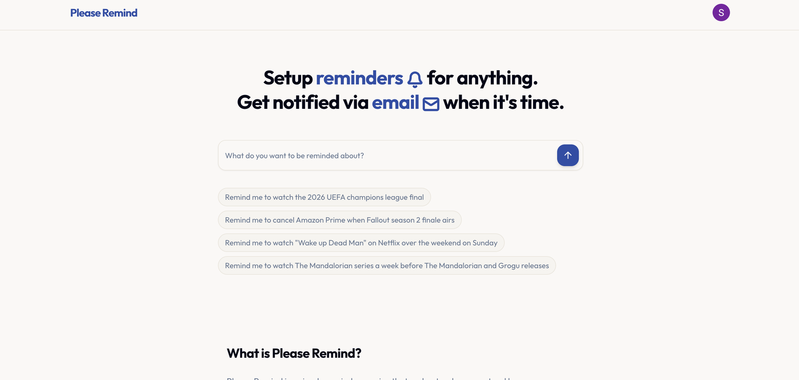 Please Remind website