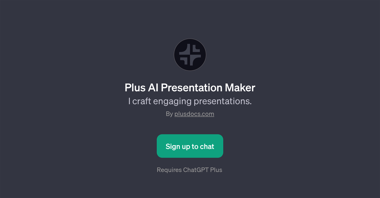 Plus AI Presentation Maker website