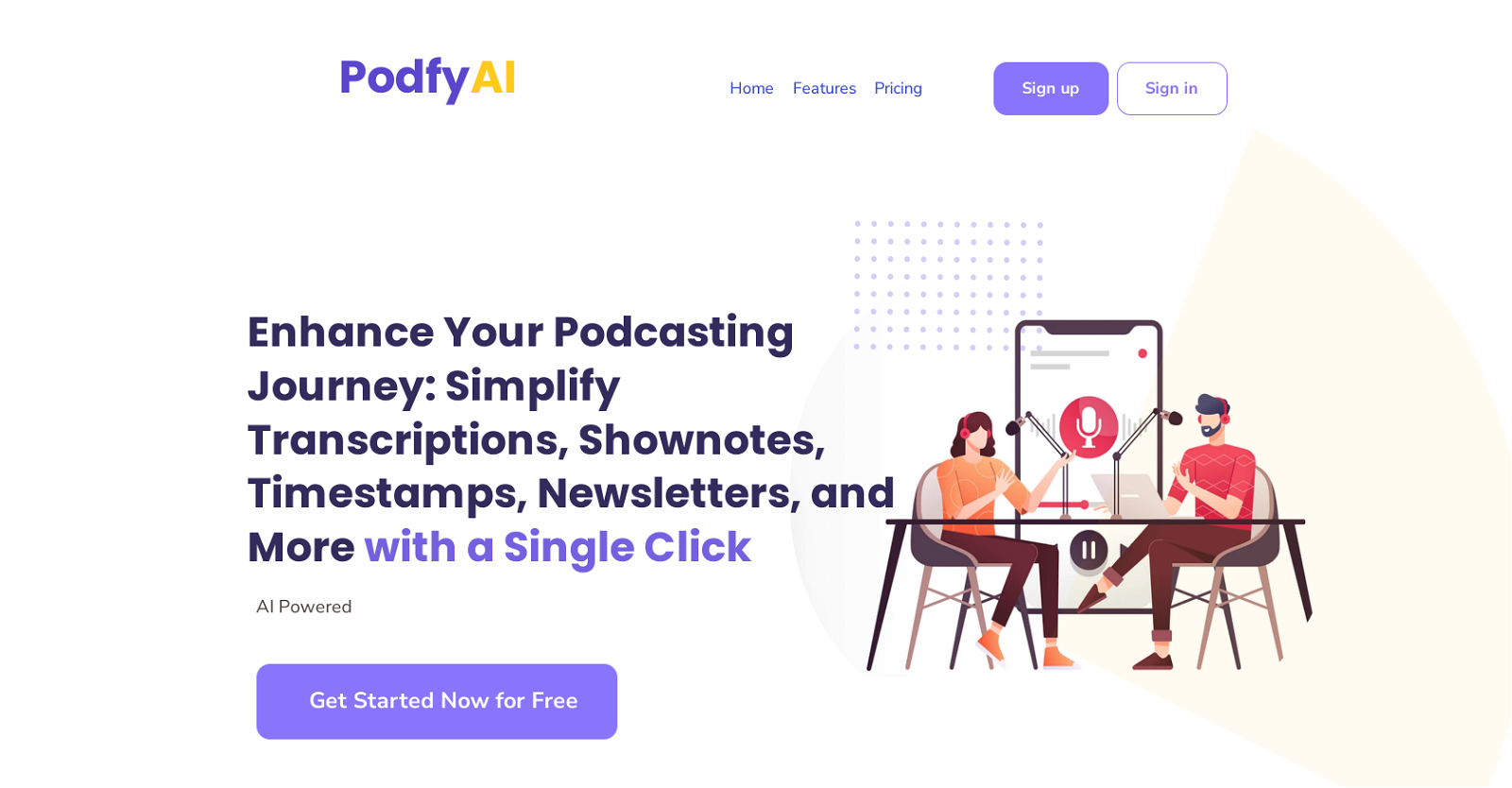 Podfy AI website