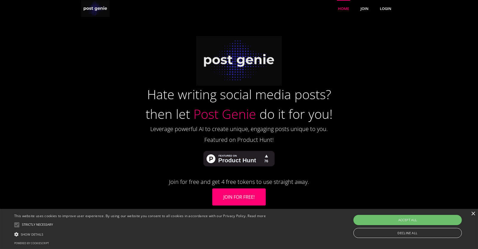 Post Genie website