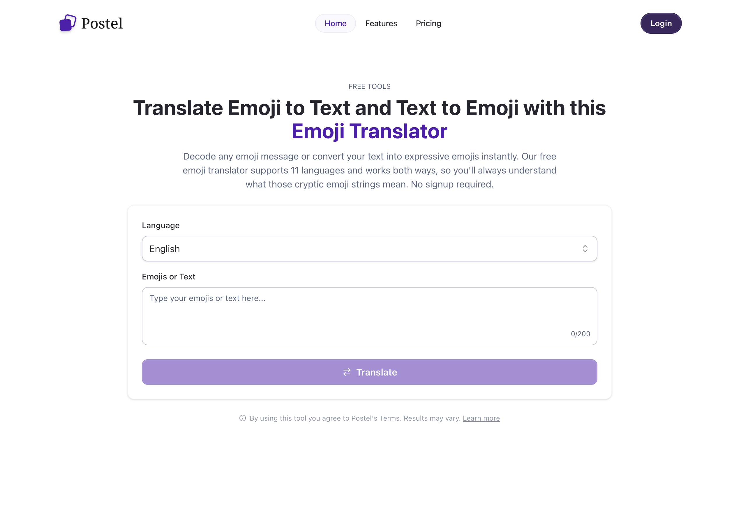 Tools Postel Postel - AI Tool For Emoji translation