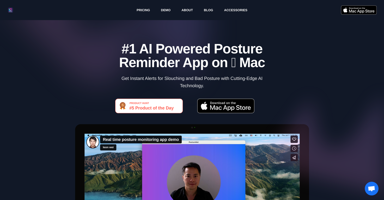 Posture Reminder App website