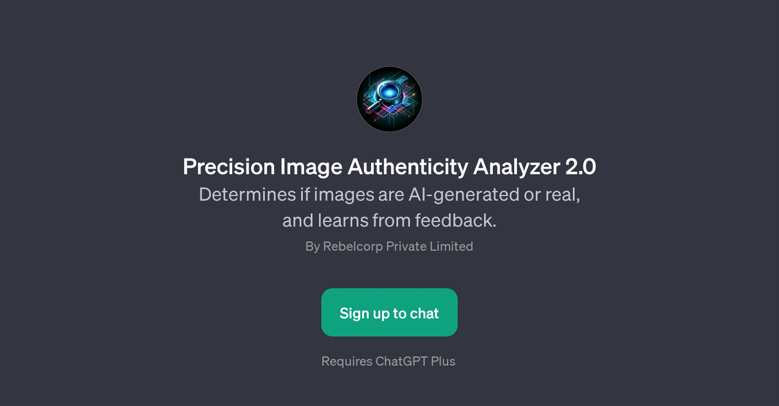 Precision Image Authenticity Analyzer 2.0 website
