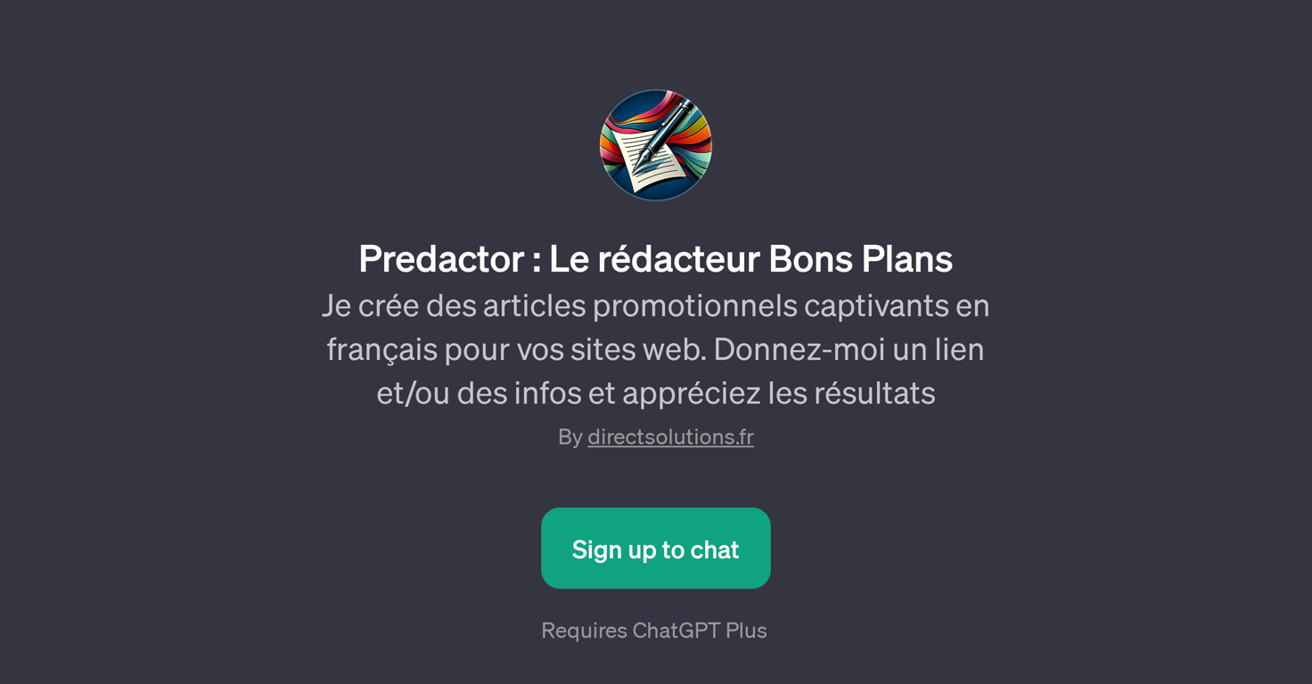 Predactor : Le rdacteur Bons Plans website