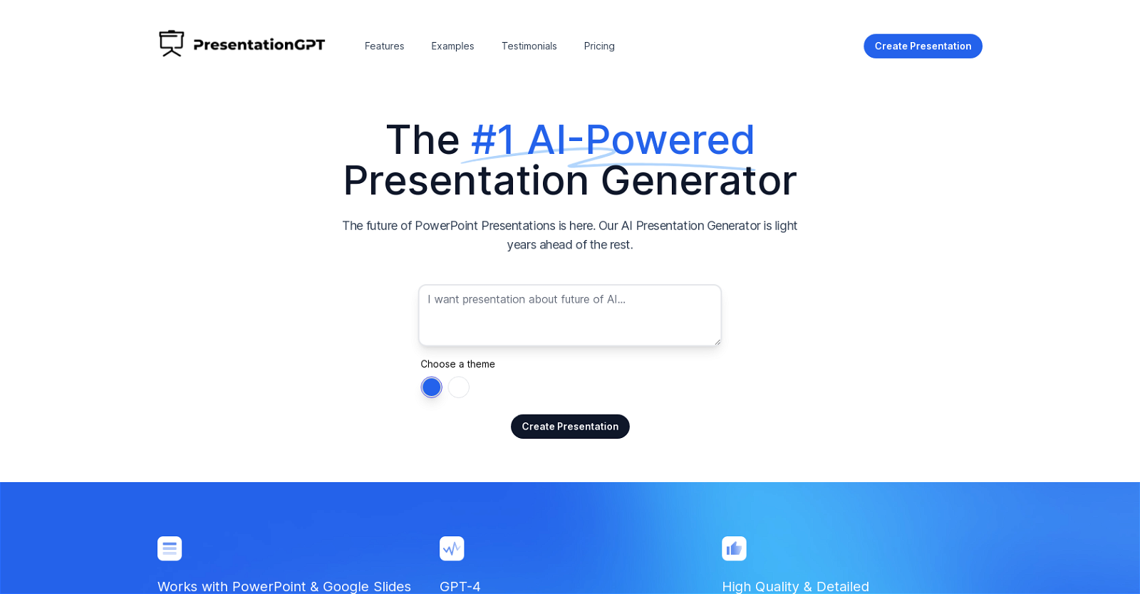 PresentationGPT website