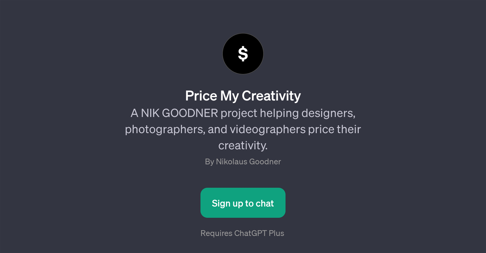 Price My Creativity website