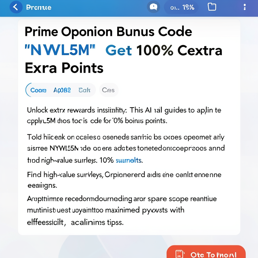 Prime Opinion Bonus Code “NYWL5M” Get 10% Extra On Points website