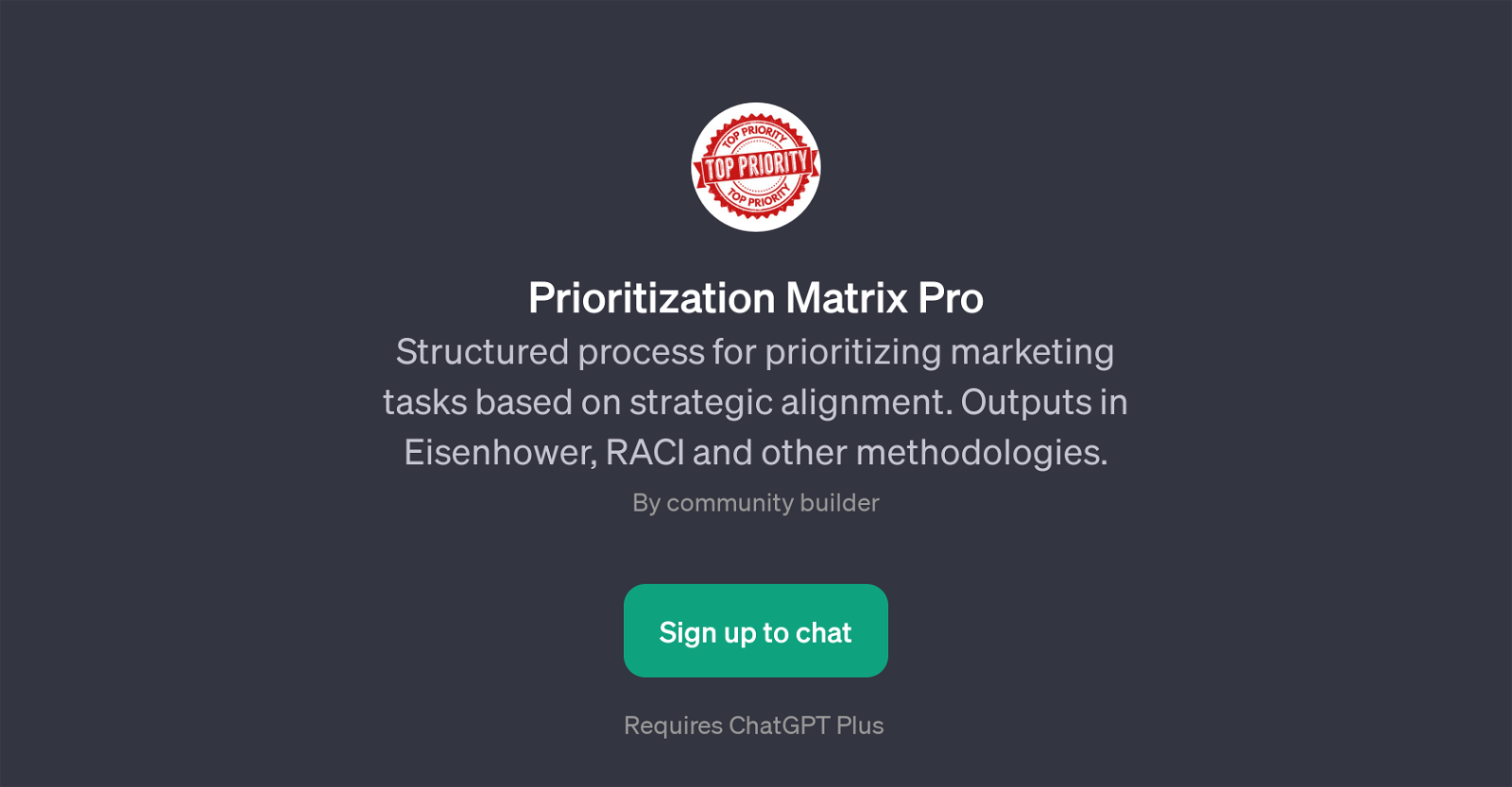 Prioritization Matrix Pro website