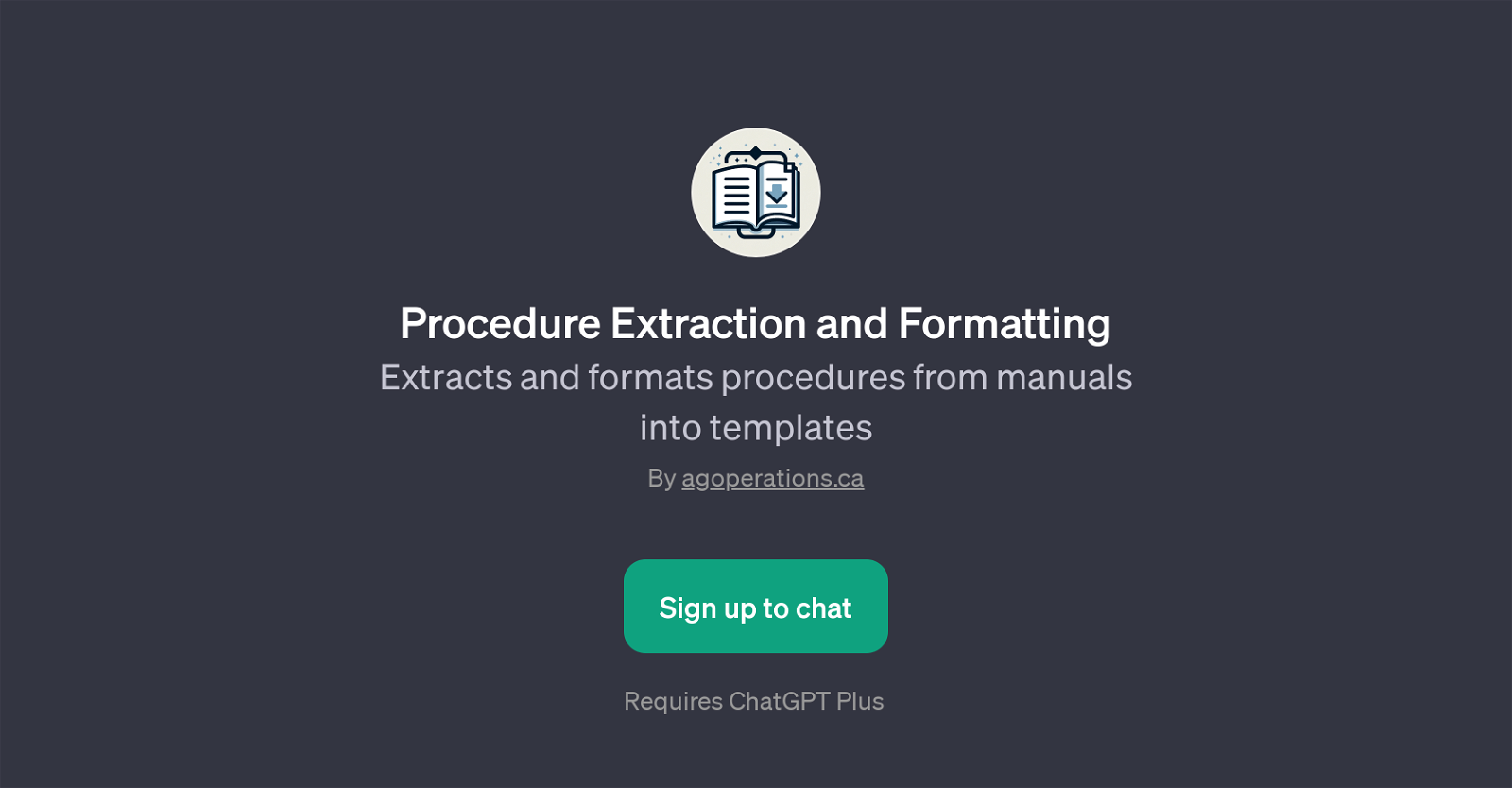 Procedure Extraction and Formatting website