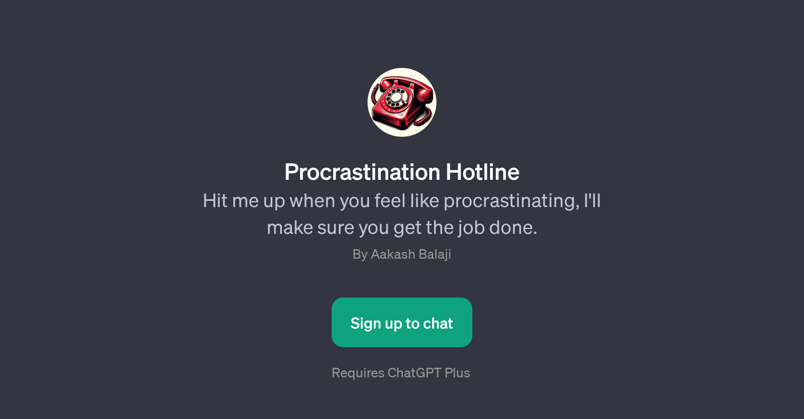 Procrastination Hotline website