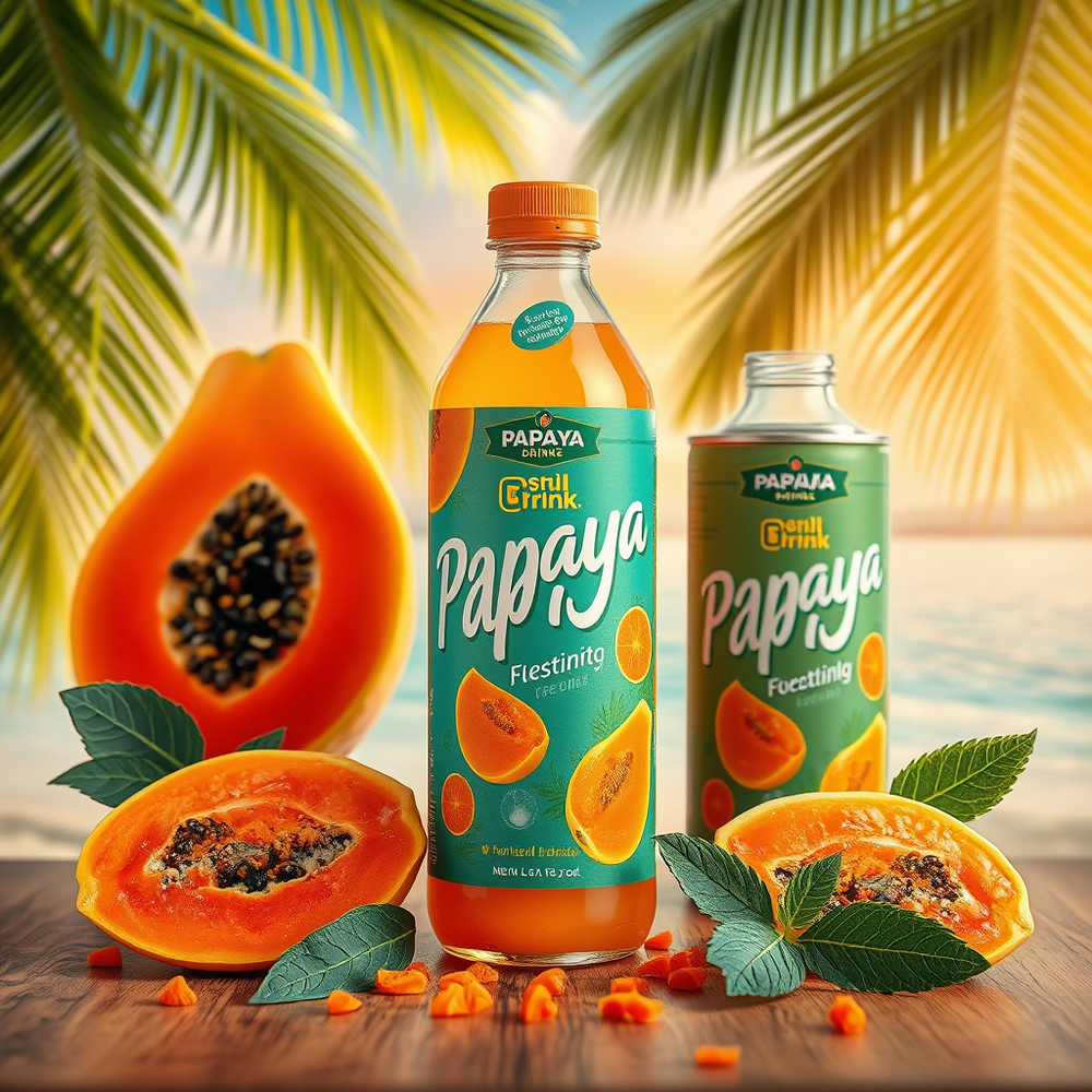 Product and packaging design for Papaya Drinks Pairings and add ons website