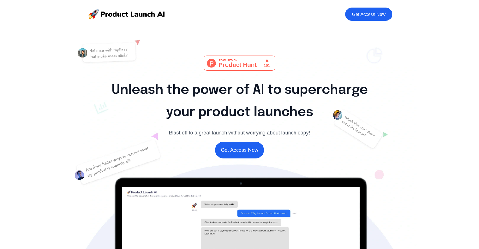Product Launch AI website