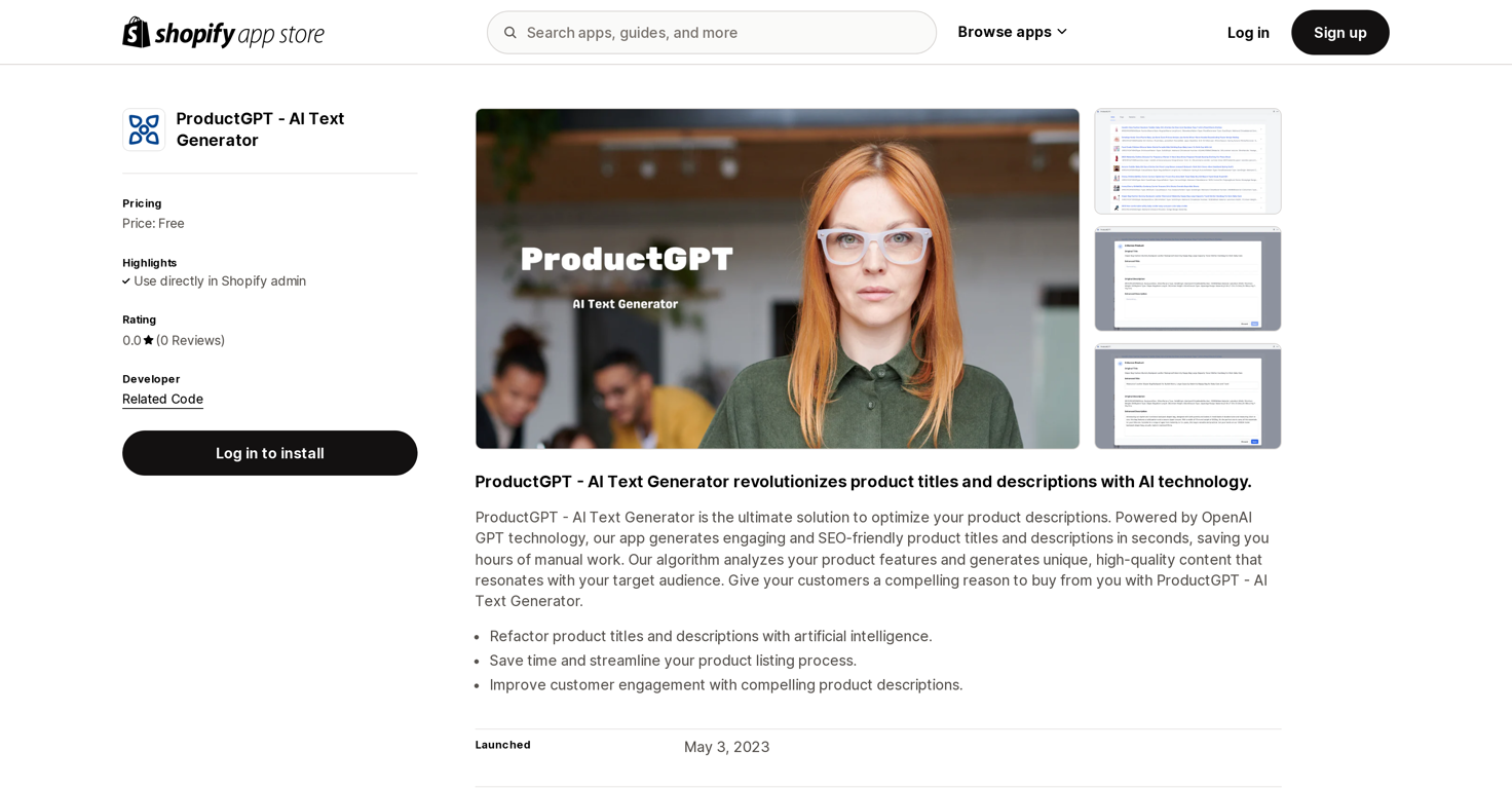 ProductGPT website