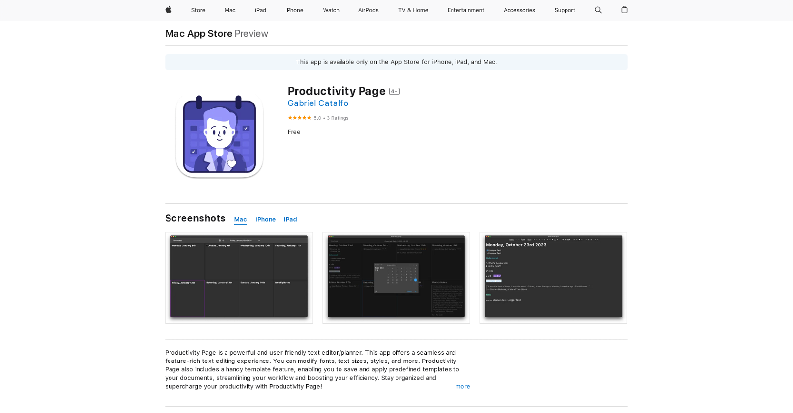 Productivity Page website