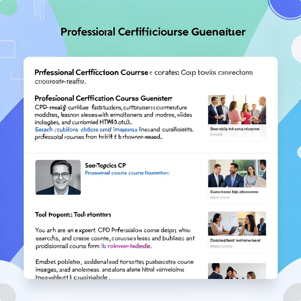 Professional Certification Course Generator website