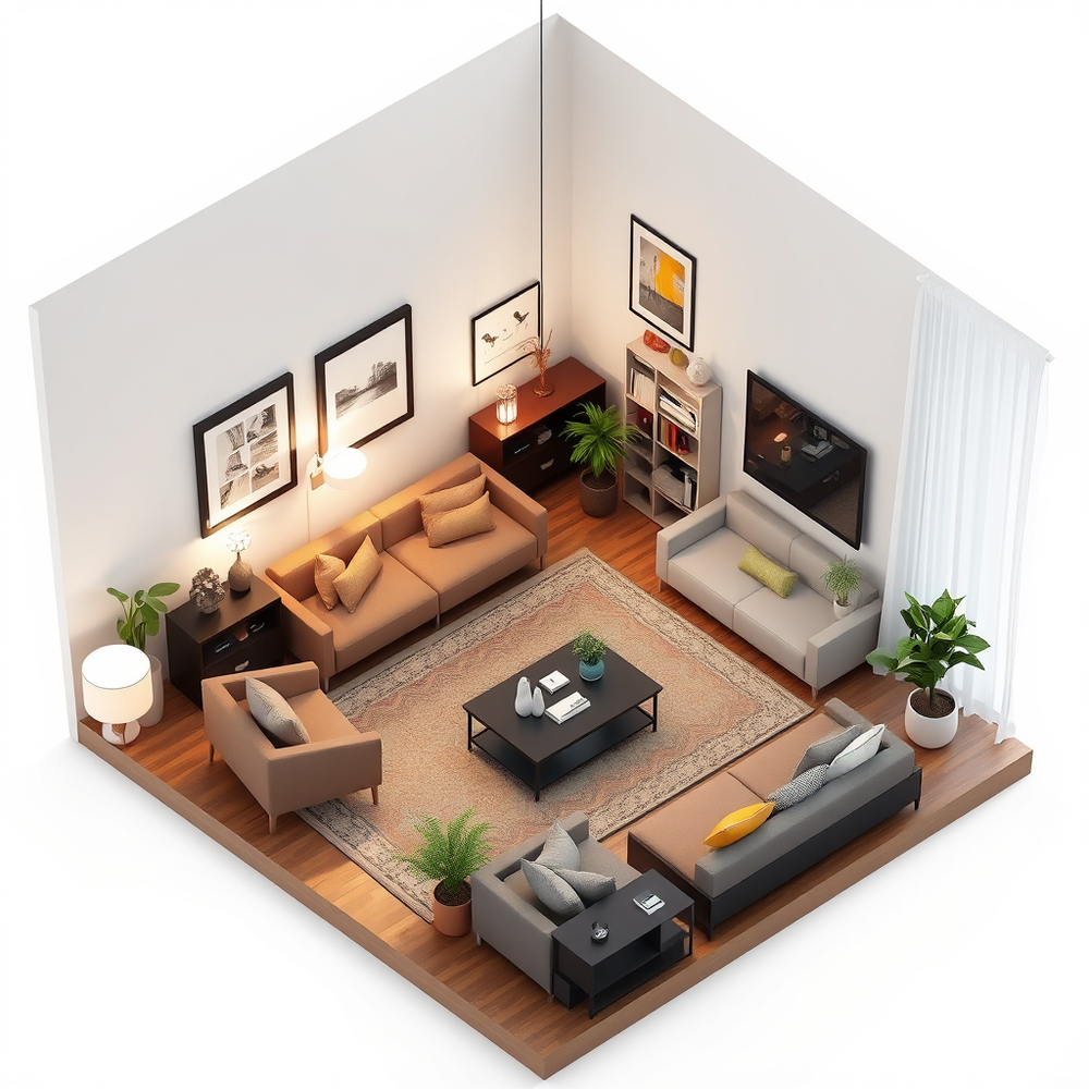 Professional isometric living room 3d designer in the world website
