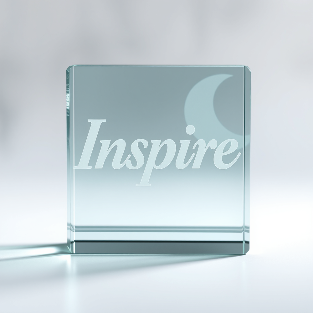 Professional writing of a word on  3d glass website